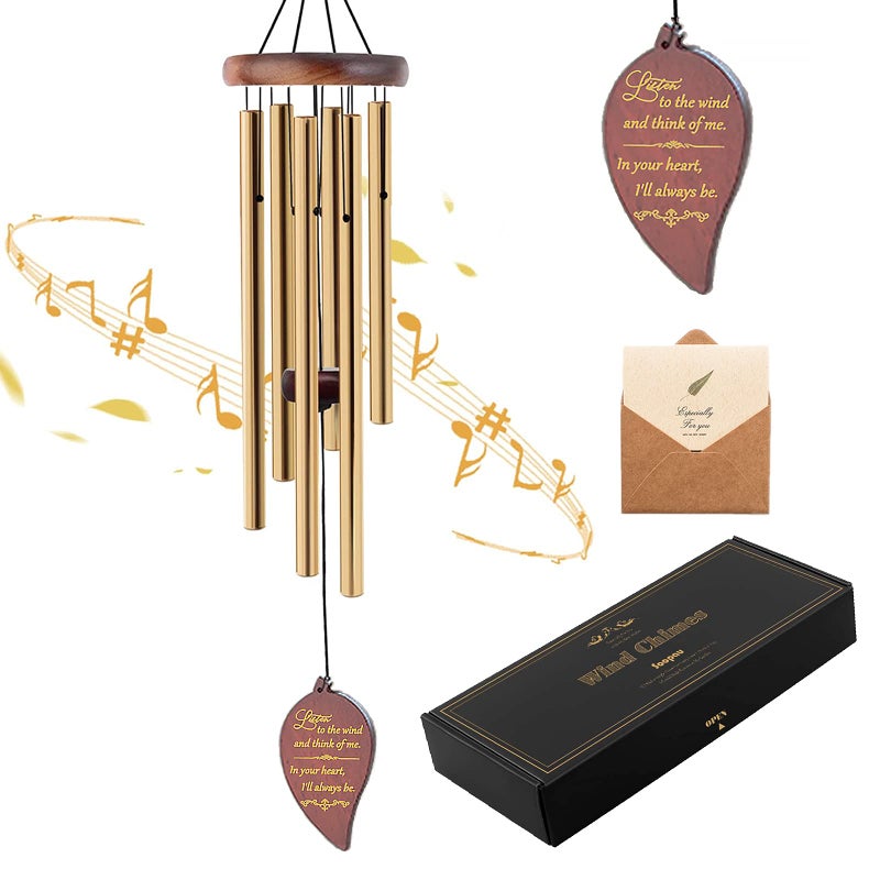 Soopau Wind Chimes for Outside  30"" Wooden Sympathy Wind Chimes Memorial Wind Chime for Loss of Loved One Mother Father  Sympathy Gift Home Decor Outdoor Garden Patio - Image 1